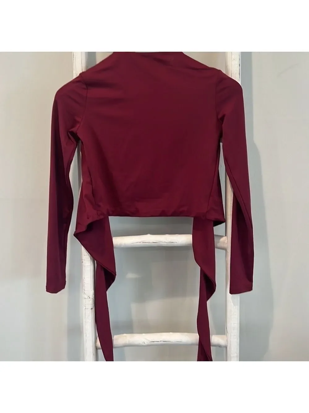 SUPERDOWN revolve burgundy cut out wrap crop top size xs